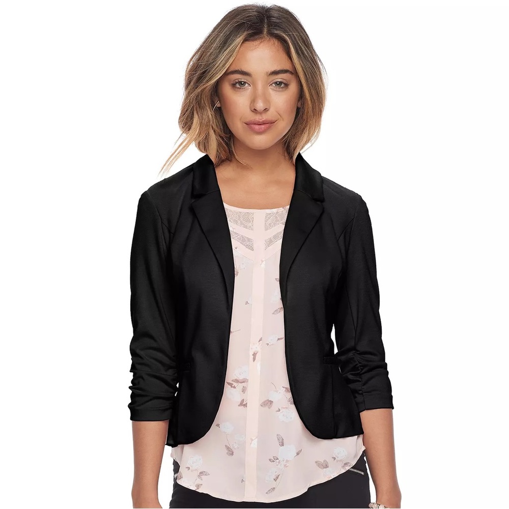 Candie’s 3/4 sleeve open front blazer lace details - size medium